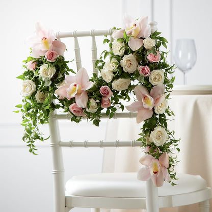Orchid Rose Chair Décor –  Temptation Flower Shop, Wichita KS