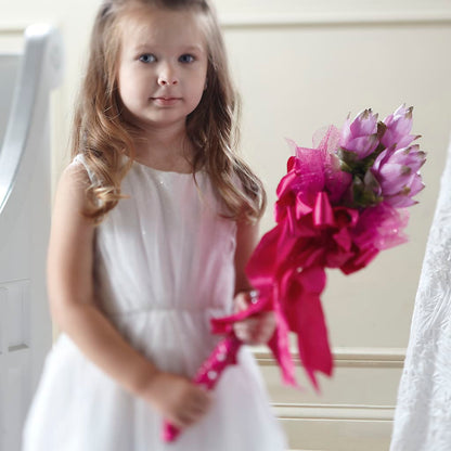 Sparkle Pink Flower Girl Bouquet –  Temptation Flower Shop, Wichita KS