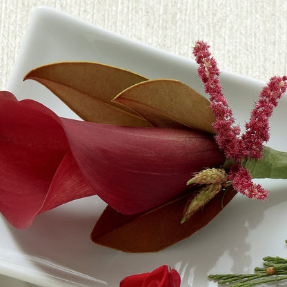 Red Calla Boutonniere –  Temptation Flower Shop, Wichita KS