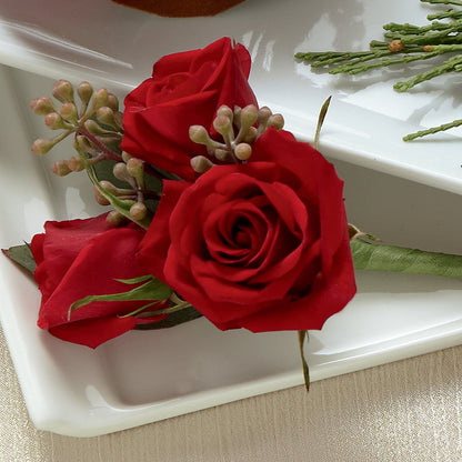 Red Spray Rose Boutonniere –  Temptation Flower Shop, Wichita KS