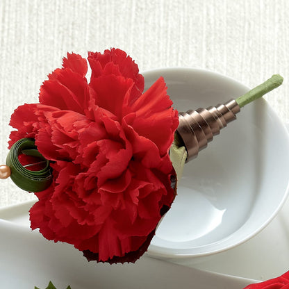 Red Carnation Boutonniere –  Temptation Flower Shop, Wichita KS